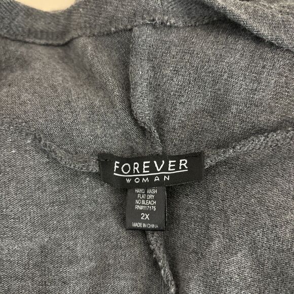 Forever Plus Women's Gray Dress Draped Front Size 2X 3/4 Sleeves Round Neck - Picture 8 of 12